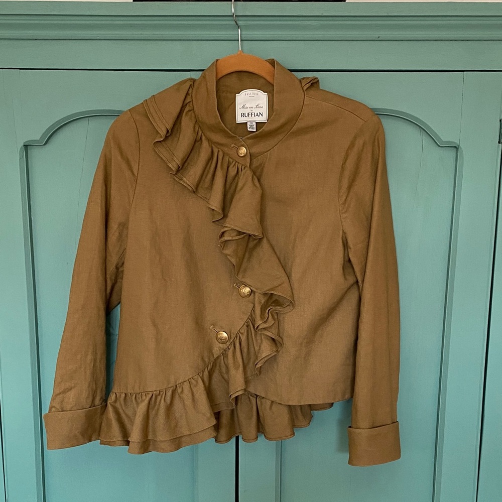 Anthropologie Ruffian Ruffled Brown Jacket